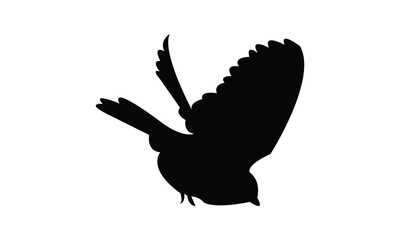 Flying American tree sparrow bird Silhouette Design  And Vector Illustration. 