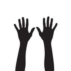Obraz premium Silhouette of Hands Reaching Upward in Unity and Hope on White Background Illustration