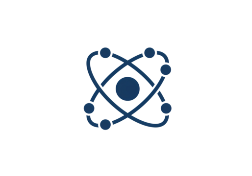 Stylized Atomic Structure Icon: Science, Physics, and Energy Symbol isolated on transparent background - Powered by Adobe