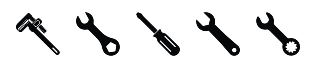 Wrench icon set. Set of tools, wrench symbol - Vector 