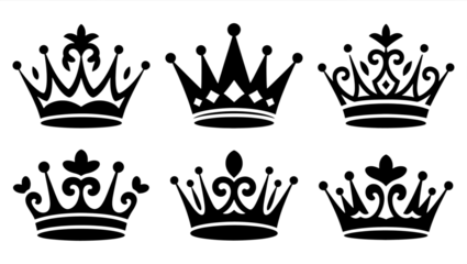 Elegant Collection of White Crown Outlines Regal Designs for Royalty and Creative Projects Featuring Ornate Details