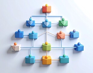 Colorful 3D organizational chart
