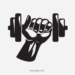 Fototapeta premium A clenched fist holding a dumbbell in a powerful grip