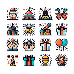 New Year Celebration Icons set