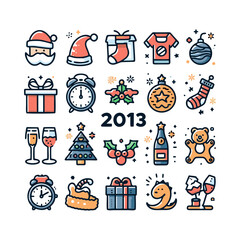 New Year Celebration Icons set