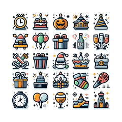 Obraz premium New Year Celebration Icons set