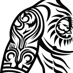 Maori Tribal Tattoo Design on White Background Art
