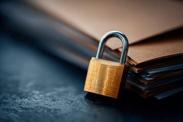 padlock and stack of folders