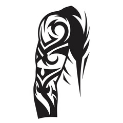 Black Tribal Arm Design, Polynesian Style Tattoo on White Background