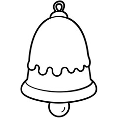 Bell with snow line art vector illustration