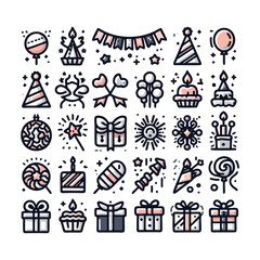 Fototapeta premium party decorations, icons set