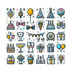 Fototapeta premium party decorations, icons set