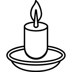  Candle in holder line art vector illustration