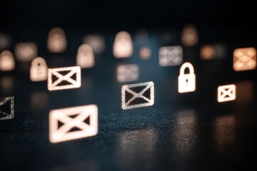 lock and email icon in cloud artificial