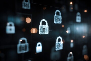 multiple digital padlocks floating