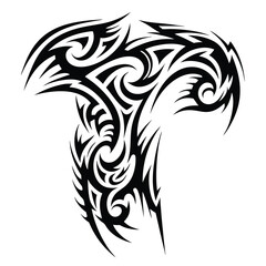 Obraz premium Hand Tattoo Design with Tribal Pattern on White Background