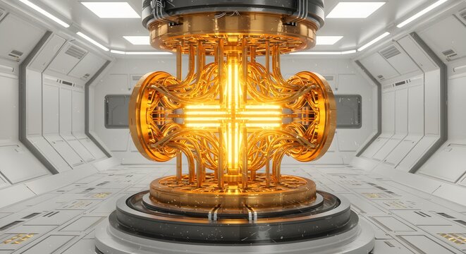 Quantum Computer in Futuristic Lab Interior - Powered by Adobe