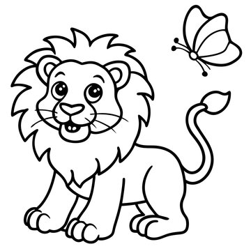 lion with utterfly