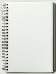spiralbound notebook page with perforated margin white paper surface against transparency suitable for design mockups