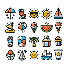Summer, icons set