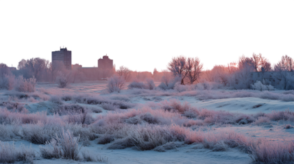 Frosty Winter Landscape, isolated on transparent background