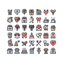 Valentine's Day icons set
