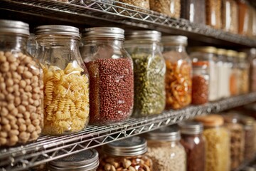 nuts in glass jar in storage