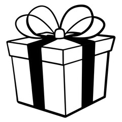 Gift box line art vector illustration