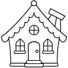 Gingerbread house line art vector illustration