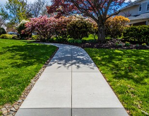Obraz premium Paved walkway through garden