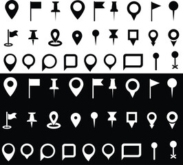 Location and Map Pin Icon Set Vector Design. Location and Map Pin Icon Set Vector Design.