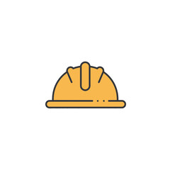 Fototapeta premium Yellow hard hat icon illustration with black outline and minimal design, concept for construction safety awareness, industrial projects and workplace protection
