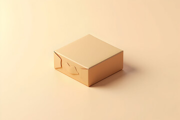 Obraz premium Minimalist presentation featuring a neatly folded peach colored box against a soft gradient backdrop