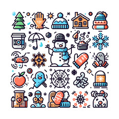 winter, icons set