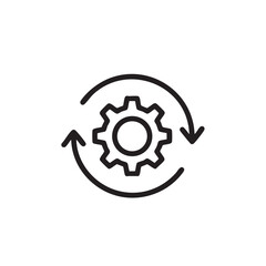 Gear with Circular Arrows Symbolizing Process Optimization and Continuous Improvement in System or Workflow