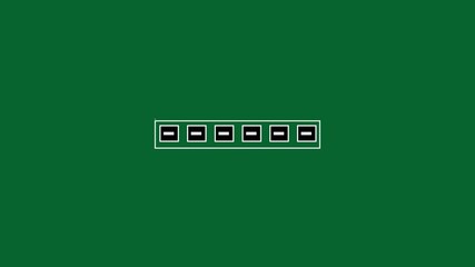 Minimalist progress bar loading animation with seven segments on a clean green background - Powered by Adobe