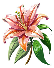 More lily ,realistic color, full body ,white background