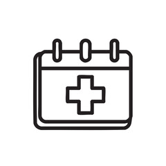 Obraz premium Healthcare appointment calendar icon for medical reminders and health planning with cross symbol representing treatment