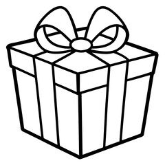 Present with bow line art vector illustration