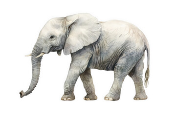 Obraz premium Watercolor painting of an african elephant isolated on transparent background