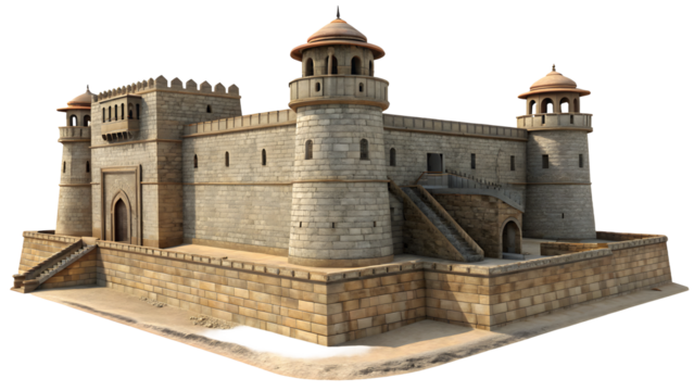 Historic fort PNG isolated transparent background ancient cultural monument design.
