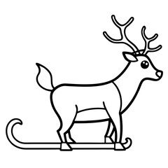 Reindeer nose closeup line art vector illustration