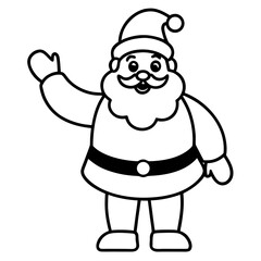 Santa waving line art vector illustration