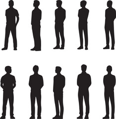 Silhouettes of Standing Men in Various Poses