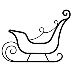 Sleigh line art vector illustration