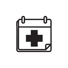 Obraz premium Medical Appointment Calendar Icon Healthcare Reminder for Doctor Visit and Schedule Planning Black and White Illustration