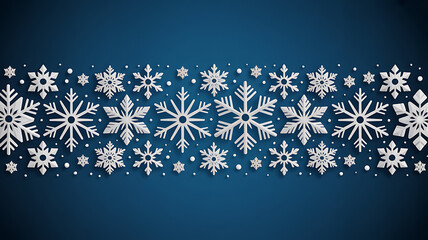 Winter Holiday Background with White Snowflakes on Blue