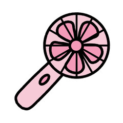 かわいい花型の手持ち扇風機　ピンク色（Affinity Designer版）
