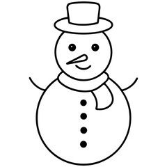Snowman line art vector illustration