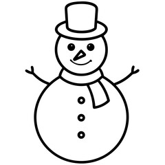 Snowman line art vector illustration